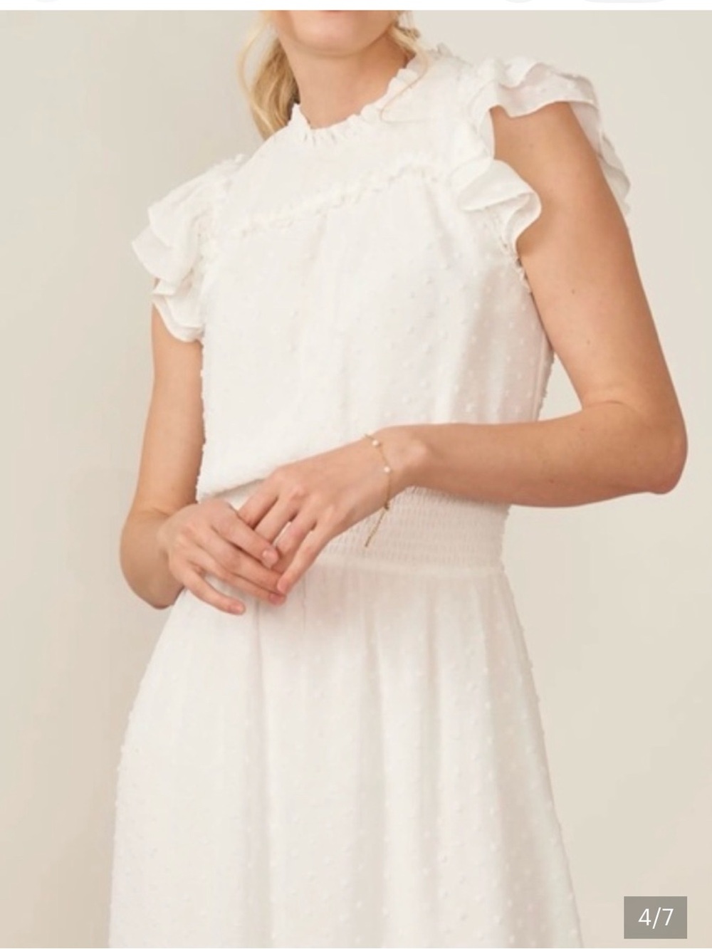 CeCe White Textured Ruffle Dress - Picture 4 of 12